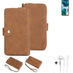 2in1 protection case for Motorola Moto G52 wallet brown cover pouch