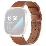 Klockarmband i äkta läder Fitbit Sense 2 / Versa 4 - Brun Brun
