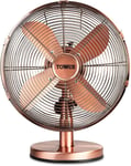 Tower T605000C Metal Desk Fan with 3 Speeds, Automatic Oscillation, 12”, 35W,