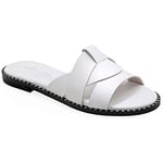38 blanc Emmanuela Sandales en cuir plat confortables, coulisse sur des sandales dans un style grec, des chaussures d'été avec des orteils ouverts, des sandales à bout ouvert, des curseurs boho chic