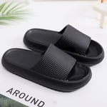 Lätta tofflor Comfort Casual tofflor med öppen tå plattform strandsandaler Black 38-39
