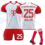23/24 Ny säsong Hem FC Bayern Munich MULLER Nr 25 Barn Jersey-paket Barn-16