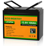 Eco-worthy - Batterie au lithium 12V 100Ah LiFePO4 rechargeable avec cycle profond de plus de 3000 fois et protection bms pour systeme solaire,