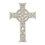 Stonebriar Accents of Faith Worn White Cast Iron Hanging Cross, Off White, 11.5"