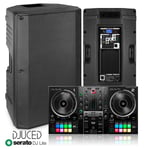 Hercules Party DJ Setup VSA15" Speakers, Inpulse 500 USB 2-Deck Mixer Controller
