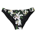 DOLCE & GABBANA Bikini Black Lily Print Swimwear Bottom Beachwear IT2 / S 300usd