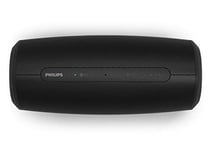 PHILIPS Wireless Speaker S6305/00 with Power Bank Function (Bluetooth 5.0, Waterproof, 20 Hours’ Battery Life, 2 Passive Bass Radiators, USB, Multi-Coloured LED Lights), Black – 2020/2021 Model