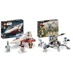 LEGO 75333 Star Wars Obi-Wan Kenobi’s Jedi Starfighter, Buildable Toy with Taun We Minifigure, Droid Figure and Lightsaber & 75345 Star Wars 501st Clone Troopers Battle Pack Set