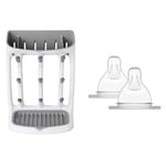 OXO Tot Space Saving Drying Rack & MAM Extra-Slow Flow Teats Size 0, Suitable for Newborns, SkinSoft Silicone Teats for Baby Bottles, Fits all MAM Bottles, Baby Feeding Essentials, Pack of 2