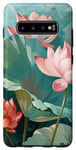 Coque pour Galaxy S10+ Style de peinture à l'huile de fleurs de lotus Art Design