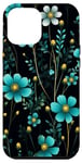 Coque pour iPhone 12 Pro Max Motif fleurs sauvages turquoises