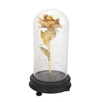 Rockyin Rose Flower Gift 24K Gold Plated Rose Flower LED Light with Artificial Rose Glass Cover Ornament for Home Decor Holiday Party Wedding Anniversary