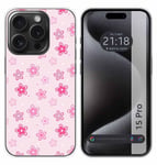 Housse En Silicone Compatible Avec L'IPhone 15 Pro (6.1) Design Fleurs Dessins