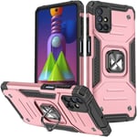 Coque hybride blindée pour Samsung Galaxy M51 + support magnétique Ring Armor, rose
