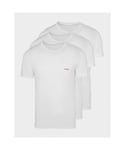 Hugo Boss Mens Cotton Underwear Logo-Print T-Shirts 3 Pack in White - Size X-Small