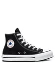 Converse Junior Girls Eva Lift Canvas Hi Top Trainers - Black, Black/White, Size 5 Older