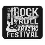 Mousepad Computer Notepad Office Guitar Rock Festival and Roll Sign Vintage Music Hand Home School Game Player Computer Worker Inch
