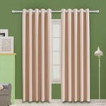 MOOORE Coral Pink Bedroom Blackout Curtains, Eyelet Ring Top Thermal Insulated Soft Window Darkening Panel for Kitchen | Living Room | Nursery Decoration 66 X 54 Inch Drop Coral Pink 2 Panels