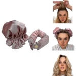 Satin Heatless Hair Curler 2 Set, Hårrullar För Heatless Lockar Med Hårlockar, Mjuk Curling Rod Pannband för långt hår, Curling Set för söm Lotus red pink