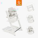 STOKKE® Tripp Trapp® Matstol bok vit inkl. dyna Stars Silver och Baby Set V2 vit