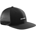 Salomon Trucker Unisex Cap with Flat Visor, Soft and Breathable Mesh, Recycled Fibers, Protect from the Sun, Bold Style, Black, Small/Medium