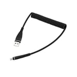 USB-C Type C Cable Coiled Spring Spiral Type-C Male Extension Cord Data Sync Charger Wire Charging Cable - Black