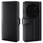 Xiaomi 13 Ultra Plånboksfodral i Äkta Läder, Svart