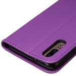 Gilding Butterfly Colorful Soft Leather Flip Wallet Phone Case Drop-proof 360 Phone Shell with Card Slot and Kickstand for Huawei P20 (Purple)