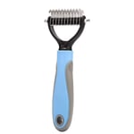 Dog hair brush Pet Stainless Double-Sides Comb Cat Dog Hair Removal Brush Grooming Dematting Deshedding Blade For Matted Long Fur M17X9Cm Blue