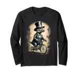 Dinosaur riding a bike with a top hat Long Sleeve T-Shirt