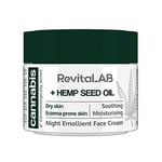 RevitaLAB Cannabis Extract Night Emollient Face Cream with Organic Hemp Seed Oil for Deep Nourishment – Dermatologically-Tested Moisturiser for Sensitive Skin, 50 ml