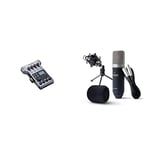 Zoom P4 PodTrak - Podcasting Mixer and Interface & Marantz Professional MPM-1000 - Studio Recording Condenser XLR Microphone with Desktop Stand and Cable – For Podcast and Streaming Projects
