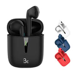 BE Pop Bluetooth 5.1 TWS - Casque stéréo 3D HD sans Fil, Autonomie de Batterie 12H, boîtier de Charge LED, Facile à connecter, Micro intégré, léger et Confortable pour iPhone/Android (Noir)
