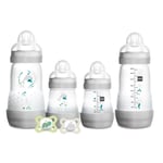 MAM Feed & Soothe Set (Grey) Includes Anti-Colic Bottles & Soothers  