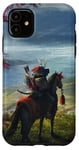 Coque pour iPhone 11 Motif guerrier samouraï sur le champ de chevaux