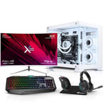 X= Mini CUBE AMD Ryzen 5 5500 6 Core, Nvidia RTX 4060 8GB, 24" Curved Monitor Package For Gaming