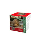 Konstsmide Maison en bois LED Scène de Noël avec toit naturel/Utilisation intérieure (IP20) / 4 diodes blanc chaud/Fonctionne avec 3 piles AA 1,5 V (excl.)