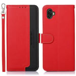 Samsung Galaxy Xcover 6 Pro - KHAZNEH læder cover / pung med aftagelig strop - Rød