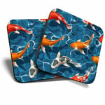 2 x Coasters - Beautiful Koi Carp Fish Sea Creatures Home Gift #8382