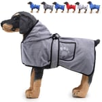 Dog Bathrobe Soft Super Absorbent Luxuriously 100% Microfiber Dog Drying Towel Robe with Belt,Pet Bath Towels, Dog Blanket,Quick Drying for Dog Cat Pet,Puppy Bath Towel, Machine Washable ,Gray(A),XL