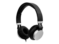 V7 Lightweight Headphones HA601-3EP - Hörlurar med mikrofon - on-ear - med kabel - 3,5 mm jack - bullerisolering - svart, silver