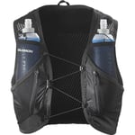 Salomon Active Skin 12 Unisex Running Vest Hiking Trail With Flasks Included, 12L, Easy Hydration, Precision Fit, and Optimized Storage, Black, M
