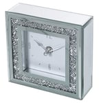 DRW Horloge de Bureau carrée en Miroir et Brillant en Couleur Miroir et Argent 14 x 4,5 x 14 cm