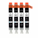 4 Black (CLI) Ink Cartridges C-581 for Canon PIXMA TR7550 TS6251 TS8152 TS8351