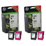 2x HP 301 Black & Colour Ink Cartridges For ENVY 5532 Inkjet Printer
