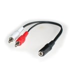 Loops 0.2m 2 RCA/PHONO Male to 3.5mm Stereo Socket Adapter/Converter – Amp/Speaker Cable/Lead TV/Audio/Sound – AUX – White/Red
