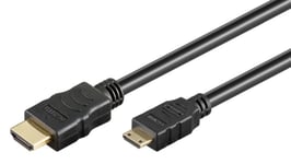 MiniHDMI till HDMI-kabel guldpläterad 4K-stöd (1 meter)