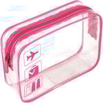 Genomskinlig necessär för resor, TSA-godkänd, quartstorlek, genomskinlig flygplansväska, genomskinlig kosmetikapåse för vätskor, genomskinlig duschväska, transparent säkerhetsväska rose Red 1pc