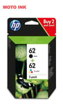 HP 62 2-Pack Black/Tri-colour Original Ink Cartridge Combo Pack Page Yield B 200