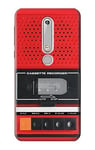 Red Cassette Recorder Graphic Case Cover For Nokia 6.1, Nokia 6 2018